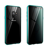 Stuff Certified® Custodia magnetica 360 ° per Samsung Galaxy A8 Plus con vetro temperato - Custodia integrale + protezione schermo verde