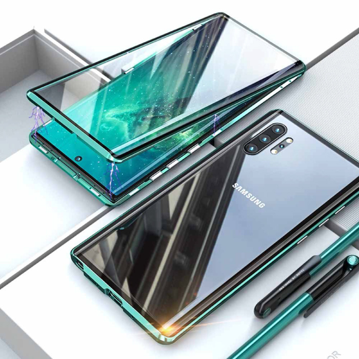 Custodia magnetica 360 ° per Samsung Galaxy A70 con vetro temperato - Custodia integrale + protezione schermo verde