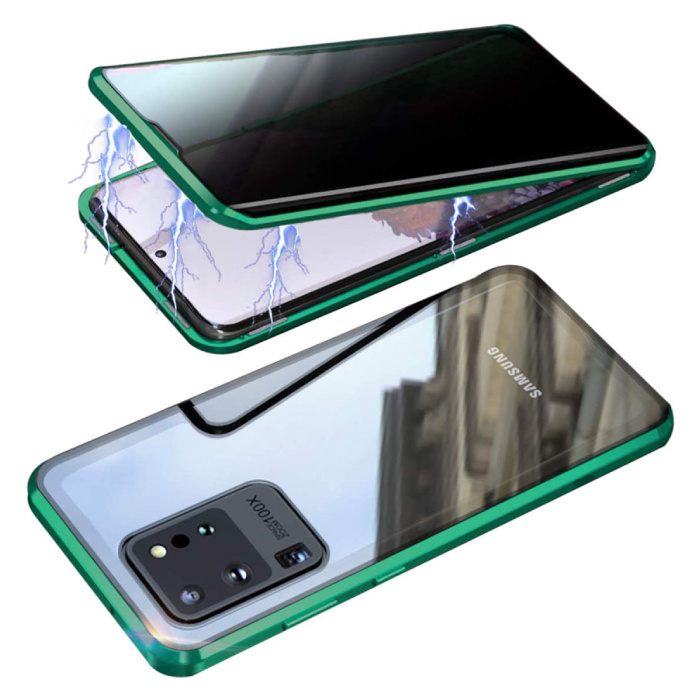 Samsung Galaxy S20 Ultra Magnetisch 360° Hoesje met Tempered Glass - Full Body Cover Hoesje + Screenprotector Groen