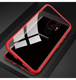 Stuff Certified® Custodia magnetica 360 ° per Samsung Galaxy A8 Plus con vetro temperato - Custodia integrale + protezione schermo rossa