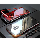 Stuff Certified® Samsung Galaxy A8 2018 Magnetische 360 ° Hülle mit gehärtetem Glas - Ganzkörperhülle + Displayschutz Rot