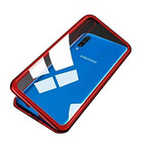 Stuff Certified® Samsung Galaxy A70 Magnetische 360 ° Hülle mit gehärtetem Glas - Ganzkörperhülle + Displayschutz Rot