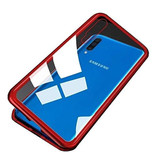 Stuff Certified® Samsung Galaxy Note 10 Plus Magnetische 360 ° Hülle mit gehärtetem Glas - Ganzkörperhülle + Displayschutz Rot