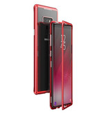 Stuff Certified® Samsung Galaxy Note 8 Magnetische 360 ° Hülle mit gehärtetem Glas - Ganzkörperhülle + Displayschutz Rot