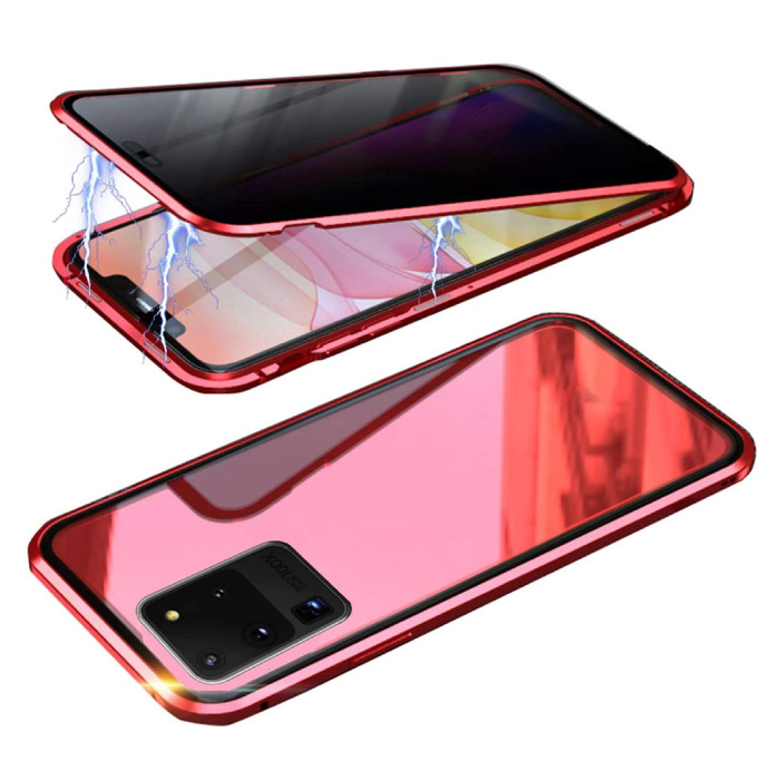 Samsung Galaxy S20 Ultra Magnetic 360 ° Hülle mit gehärtetem Glas - Ganzkörperhülle + Displayschutz Rot