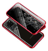 Stuff Certified® Samsung Galaxy S20 Ultra Magnetic 360 ° Case with Tempered Glass - Full Body Cover Case + Screen Protector Red