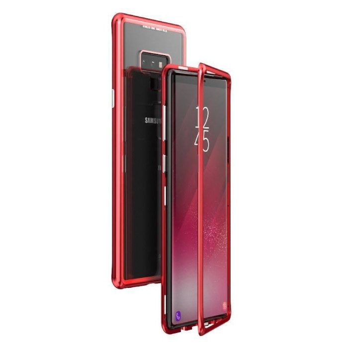 Custodia magnetica 360 ° per Samsung Galaxy S8 Plus con vetro temperato - Custodia integrale + protezione schermo rossa