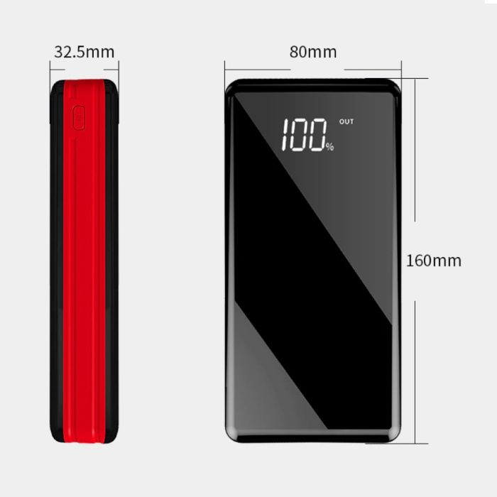 Stuff Certified® Power Bank 80.000 mAh z 4 portami - Wbudowana latarka - Zewnętrzna ładowarka awaryjna Ładowarka Czerwona