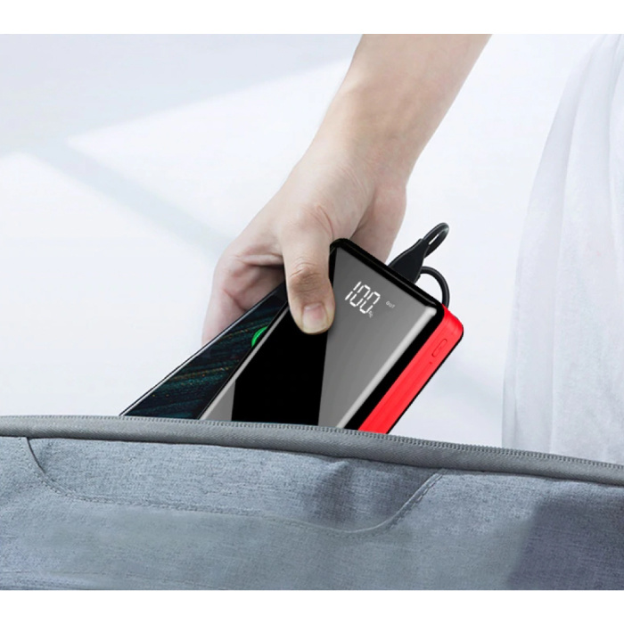 Stuff Certified® Power Bank 80.000 mAh z 4 portami - Wbudowana latarka - Zewnętrzna ładowarka awaryjna Ładowarka Czerwona