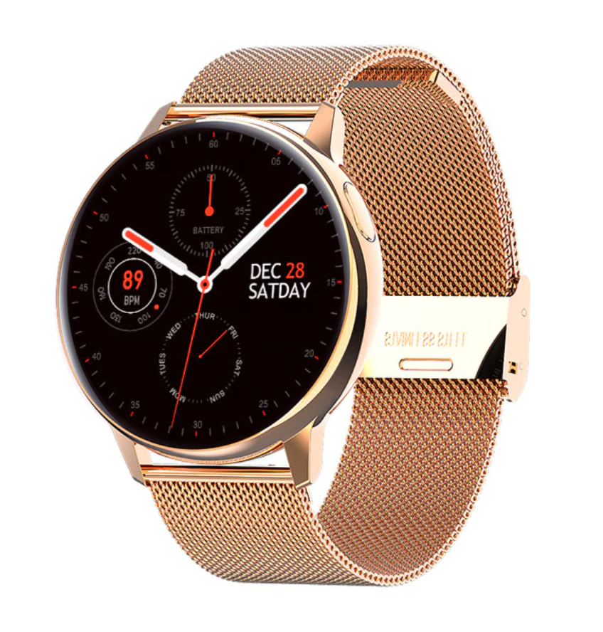 Sport Smartwatch Smartband Smartphone Fitness Rastreador de actividad Reloj iOS / Android Gold Steel