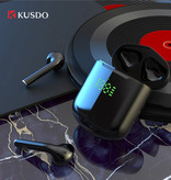 Kusdo Auricolari Bluetooth wireless - Auricolari True Touch Control Auricolari TWS Auricolari - Ricarica wireless Qi - Nero