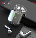 Kusdo Écouteurs Bluetooth sans fil - Écouteurs True Touch Control Écouteurs TWS - Écouteurs à chargement sans fil Qi - Argent