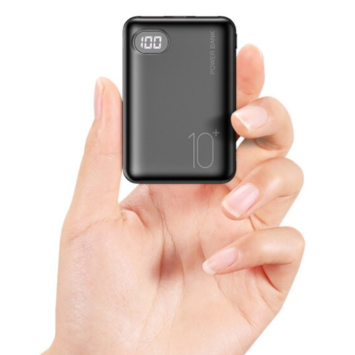 Mini Power Bank da 10.000 mAh con 2 porte - Caricabatteria esterno per batteria di emergenza Caricabatterie nero