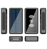 Stuff Certified® Banque d'alimentation solaire sans fil Qi avec 4 ports 80.000mAh - Lampe de poche intégrée - Chargeur de batterie de secours externe Sun Black