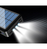 Stuff Certified® Qi Wireless Solar Power Bank mit 4 Ports 80.000mAh - Eingebaute Taschenlampe - Externes Notfall-Akku Ladegerät Ladegerät Sun Black
