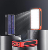 Stuff Certified® Qi Wireless Solar Power Bank mit 4 Ports 80.000mAh - Eingebaute Taschenlampe - Externes Notfall-Akku Ladegerät Ladegerät Sun Red