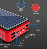 Stuff Certified® Qi Wireless Solar Power Bank with 4 Ports 80.000mAh - Built-in Flashlight - External Emergency Battery Battery Charger Charger Sun Red