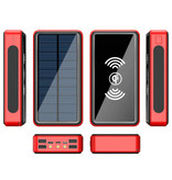 Stuff Certified® Qi Wireless Solar Power Bank mit 4 Ports 80.000mAh - Eingebaute Taschenlampe - Externes Notfall-Akku Ladegerät Ladegerät Sun Red