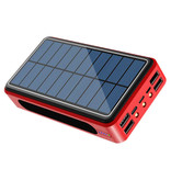 Stuff Certified® Banque d'alimentation solaire sans fil Qi avec 4 ports 80.000mAh - Lampe de poche intégrée - Chargeur de batterie de secours externe Sun Red