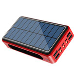 Stuff Certified® Qi Wireless Solar Power Bank with 4 Ports 80.000mAh - Built-in Flashlight - External Emergency Battery Battery Charger Charger Sun Red