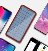 Stuff Certified® Qi Wireless Solar Power Bank mit 4 Ports 80.000mAh - Eingebaute Taschenlampe - Externes Notfall-Akku Ladegerät Ladegerät Sun Red