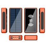 Stuff Certified® Banco de Energía Solar Inalámbrico Qi con 4 Puertos 80.000mAh - Linterna Incorporada - Batería Externa de Emergencia Cargador de Baterías Cargador Sol Naranja