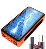 Stuff Certified® Banco de Energía Solar Inalámbrico Qi con 4 Puertos 80.000mAh - Linterna Incorporada - Batería Externa de Emergencia Cargador de Baterías Cargador Sol Naranja