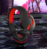 Yulass Stereofoniczne słuchawki do gier na Playstation 4 i 5 / Xbox / PC - Słuchawki z mikrofonem w kolorze czerwonym