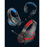 Yulass Stereofoniczne słuchawki do gier na Playstation 4 i 5 / Xbox / PC - Słuchawki z mikrofonem w kolorze czerwonym