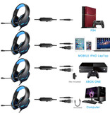 Yulass Cuffie stereo da gioco per Playstation 4 e 5 / Xbox / PC - Cuffie auricolari con microfono blu