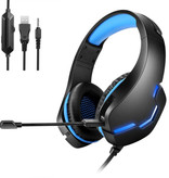 Yulass Auriculares estéreo para juegos para Playstation 4 y 5 / Xbox / PC - Auriculares con micrófono azul