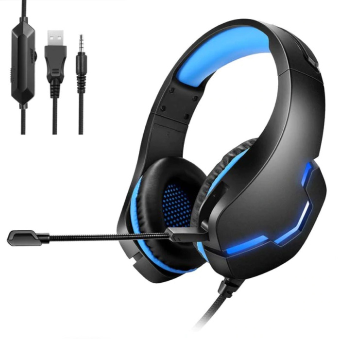 Auriculares estéreo para juegos para Playstation 4 y 5 / Xbox / PC - Auriculares con micrófono azul