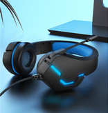 Yulass Stereofoniczne słuchawki do gier na Playstation 4 i 5 / Xbox / PC - Słuchawki z mikrofonem w kolorze niebieskim