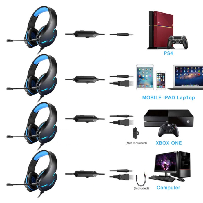 Cuffie Gaming per PS4 PS5 Xbox One PC Switch con Luce LED Stereo Surround  Eliminazione del Rumore con Microfono