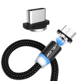 USLION Cable de carga magnético USB-C de 1 metro tipo C - Cable de datos de cargador de nailon trenzado Android Negro