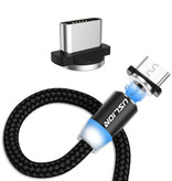 USLION USB-C Magnetic Charging Cable 2 Meter Type C - Braided Nylon Charger Data Cable Android Black