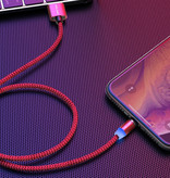 USLION Cable de carga magnético USB-C de 3 metros tipo C - Cable de datos de cargador de nailon trenzado Android rojo