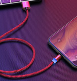 USLION USB-C Magnetladekabel 3 Meter Typ C - Geflochtenes Nylon-Ladekabel Android Red