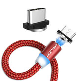 USLION USB-C Magnetische Oplaadkabel 2 Meter Type C - Gevlochten Nylon Oplader Data Kabel Android Rood