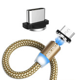 USLION Cavo di ricarica magnetico USB-C 3 metri di tipo C - Cavo dati per caricabatterie in nylon intrecciato Android Gold