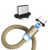 USLION Magnetyczny kabel ładujący USB-C 1 metr Typ C - pleciony nylonowy kabel do ładowania danych Android Gold