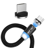 USLION Cable de carga magnético micro-USB de 2 metros - Cable de datos de cargador de nylon trenzado Android Negro