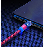 USLION Micro-USB Magnetic Ladekabel 3 Meter - Geflochtenes Nylon Ladegerät Datenkabel Android Red