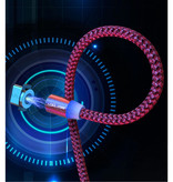 USLION Magnetyczny kabel do ładowania micro-USB 2 metry - kabel do ładowania w oplocie z nylonu Android Czerwony