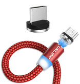 USLION Micro-USB Magnetische Oplaadkabel 2 Meter - Gevlochten Nylon Oplader Data Kabel Android Rood