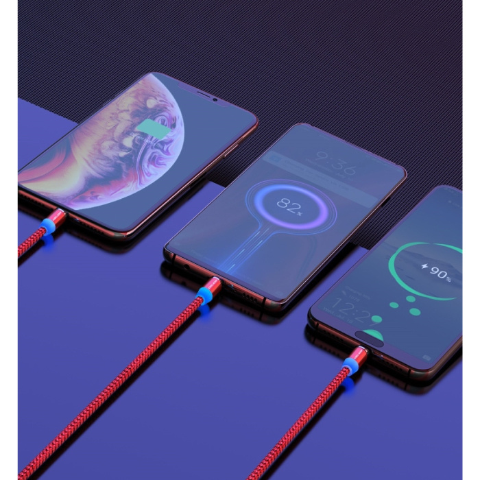 USLION Micro-USB Magnetische Oplaadkabel 1 Meter - Gevlochten Nylon Oplader Data Kabel Android Goud