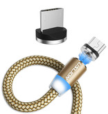 USLION Magnetyczny kabel do ładowania micro-USB 3 metry - pleciony nylonowy kabel do ładowania danych Android Gold