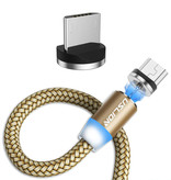 USLION Micro-USB Magnetic Ladekabel 2 Meter - Geflochtenes Nylon Ladegerät Datenkabel Android Gold