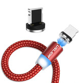 USLION iPhone Lightning Magnetic Ladekabel 1 Meter - Geflochtenes Nylon Ladegerät Datenkabel Android Red