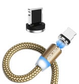 USLION Câble de charge magnétique iPhone Lightning 2 mètres - Câble de données de chargeur en nylon tressé Android Gold